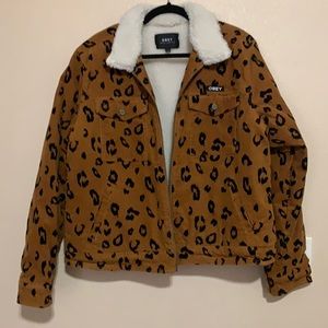 Women's Obey Cheetah Corduroy Sherpa lined jacket